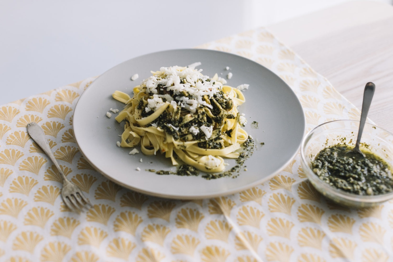 BUWGI Olive Tapenade Pasta with Charred Courgette & Lemon by Indulge Magazine